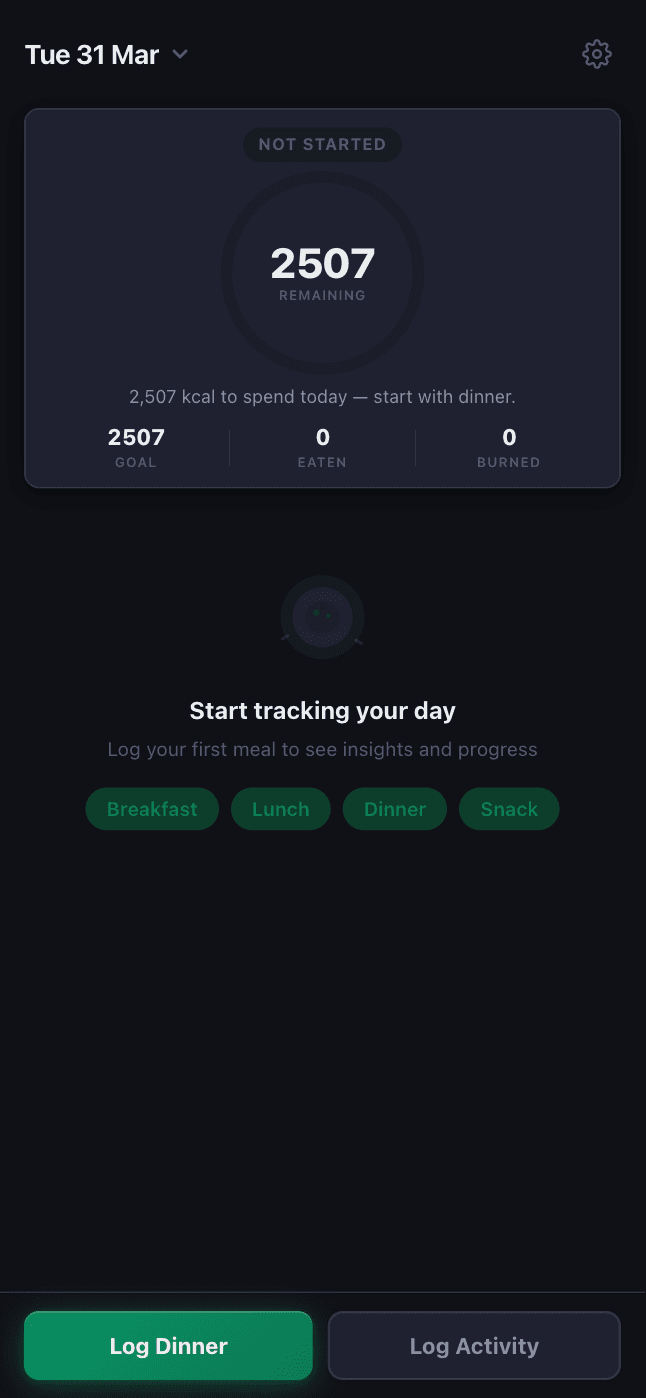 CaloVoice voice-first calorie tracking interface